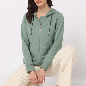 OEM Manufacturer PUFFIN SPORTS Custom Women's <b>Hooded</b> <b>Zip</b>-Up Sweatshirt Full Sleeve 100% Cotton Jersey Breathable Autumn Wear - Product Image 1