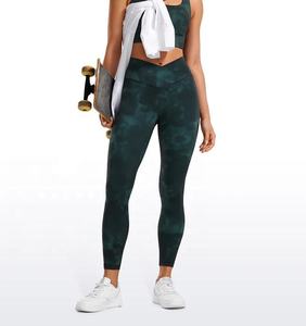 Leggings de yoga pour filles de haute qualité, taille haute, effet tie-dye croisé en V, pour le fitness, le sport et l'entraînement, avec effet push-up, respirants, vente en gros - Product Image 1