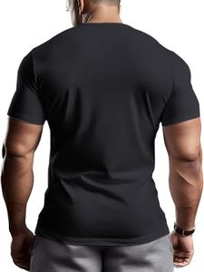T-shirt de sport athlétique respirant pour homme, coupe ajustée, manches courtes, en polyester/coton, avec logo vintage sérigraphié sur le devant, idéal pour la musculation et le bodybuilding. - Product Image 2