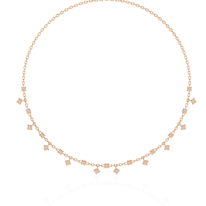 Fringe Choker <b>Necklace</b> Featuring a Delicate Station Chain with Shimmering Round Cut Lab Grown Diamond In 10K 14K 18K Rose Gold - Product Image 2