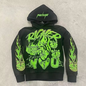 High Quality Heavyweight Vintage Cropped Hoodies for Men Winter Streetwear with Customizable Pattern Boxy Fit Hooded Collar - Product Image 3