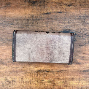 Cartera de cuero hecha a mano para mujer, diseño en relieve de plumas occidentales, cartera duradera de cuero genuino, bolso de mano Floral de piel de vaca - Product Image 5