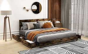 Base de Cama King-Size de Pino con Diseño Tradicional y Duradero de Madera Maciza TNT, Cabecero con Almacenamiento de Cuatro Compartimentos, Fácil Montaje, Sin Ruido - Product Image 3