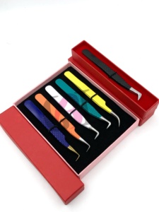Pince à épiler GETUP BROSONS IMPEX GBI-EET-2545 en acier inoxydable pour extensions de cils, pointe incurvée, précision, antistatique, durable, poudre - Product Image 6