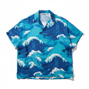 เสื้อเชิ้ตฮาวายลายดอกไม้พิมพ์ลายต้นปาล์มสำหรับผู้ชายแบบ OEM สั่งทำได้ เนื้อผ้าป๊อปลินระบายอากาศดี แขนสั้น สไตล์ลำลอง เหมาะสำหรับใส่ในช่วงฤดูร้อน - Product Image 1