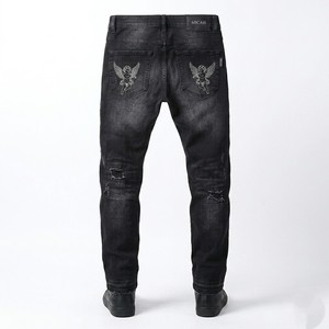 Wholesale High Quality Cotton Winter High Streetwear Mid Breathable Distressed Wash Straight Style Stonewashed Amiiry Denim - Product Image 3