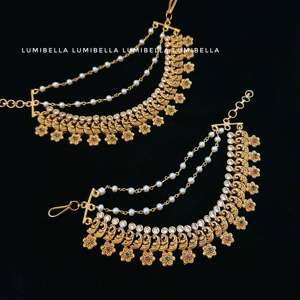 Floral Style Ear Chain with White Pearls - Product Image 1