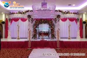 Mandap para salón de banquetes de boda, decoración de Ceremonia de boda india, elegante, Blanco tallado, increíble - Product Image 2