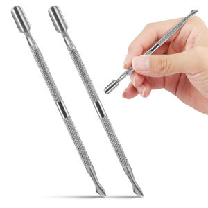 2 pièces : Repousse-cuticules et coupe-cuticules professionnels, outil double tête en acier inoxydable - Product Image 1