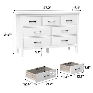 Comò moderno a 7 cassetti per camera da letto o soggiorno armadio in legno con manici neri elegante armadio - Product Image 3