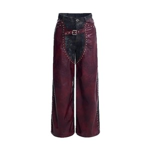 Customizable Black Leather Pants Real Leather Custom Logo Design Daily Use Stacked or Straight Pattern - Product Image 1