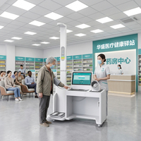 Huasheng Medical Echtzeit-Digitale Gesundheitslösung Telekonsultations-Gesundheitskiosk Touchscreen Titan ABS OEM-Option HS-J02