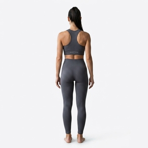 Conjunto Deportivo para Mujer, Leggings de Yoga de Cintura Alta con Textura Acanalada y Sujetador Deportivo Racerback - Product Image 1