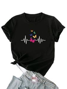 Camiseta holgada con estampado personalizado de alta calidad para mujer, ropa informal con cuello redondo, camisetas de manga corta, camisetas - Product Image 6