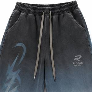 Men's Acid Wash Straight Mid Rise <b>Elastic</b> <b>Waist</b> Drawstring Casual Streetwear Breathable Quick Dry Knitted Heavyweight <b>Trousers</b> - Product Image 4