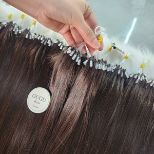 Latest Invention H6 Feather Human Hair <b>Extension</b> Invisible Line Cuticle Aligned <b>Micro</b> Loop Hand Tied Feathering Weft Hair - Product Image 4