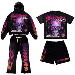 Unisex Breathable <b>Hooded</b> Hoodie & Pullover Tracksuit Set 100% Cotton Winter Casual Customized Colors - Product Image 2