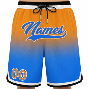 Shorts de basket dégradés pour hommes avec cordon de serrage à la taille et poches, séchage rapide, en maille athlétique, bleu orange - Product Image 5