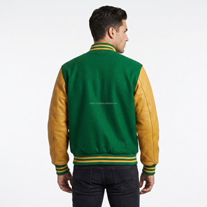 Chaqueta Varsity Personalizada Verde Lorito de Lana Teñida para Invierno, Bordado Profesional, Cortavientos Transpirable para Universidad - Product Image 5