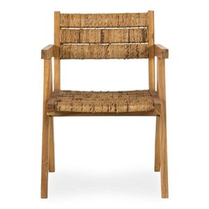Modern Eco-Friendly <b>Dining</b> <b>Chair</b> Customized Color Made Solid Teak Wood Woven Rattan <b>Natural</b> Finish Adjustable Height for Indoor - Product Image 2
