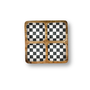 Juego de bandejas de madera de mango artesanales con diseño de esmalte impreso – Bandejas decorativas de madera para aperitivos y frutos secos para el hogar y hoteles - Product Image 5