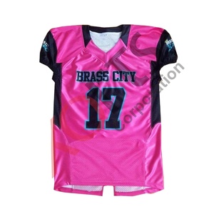 Maillot d'entraînement de football américain respirant de haute qualité, grande taille, manches courtes, personnalisable à l'avant avec le nom de l'équipe pour adultes - Product Image 1