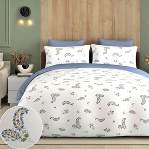 Super King Premium Cotton Bedsheet Set | Floral Paisley Print Soft <b>Comfortable</b> <b>Bed</b> Linen with Pillow Covers Breathable Bedding. - Product Image 1