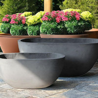Pot Bunga Oval Besar dari Beton Ringan & Fiberglass untuk Rumah & Taman, Pot Tanaman Semen untuk Lanskap Taman