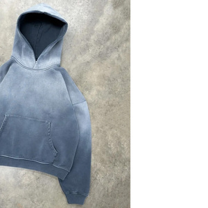 เสื้อฮู้ดดี้หรูหราแบบสั่งทำพิเศษ ทรงโอเวอร์ไซส์ ล้างสีแบบแอซิดวอช ไหล่ตก น้ำหนัก 500GSM ผ้าหนา สีซีดแบบวินเทจ ขาดๆ แบบดิสเทรส ทรงครอป ทรงบ็อกซี่ สไตล์วิทยาลัย - Product Image 2