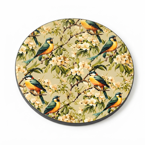 REHMAN CRAFT Ensemble de sous-verres en MDF faits à la main avec un motif moderne d'oiseaux et de fleurs, design botanique rond, diamètre 9 cm, épaisseur 3 mm - Product Image 5