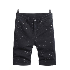 Short en jean pour homme avec logo personnalisé, strass, coloré, vente chaude, pour le sport, nouveau design, tailles adultes - Product Image 1