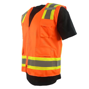 เสื้อกั๊กนิรภัยสีส้มสะท้อนแสงพร้อมแถบสะท้อนแสง ปิดด้วยซิป เสื้อผ้าทำงานผู้ชาย สไตล์ลำลอง ใช้ได้ในฤดูร้อน - Product Image 3