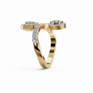 Bague en diamant de laboratoire Infinity Swirl en or jaune 18 carats, coupes rondes et en forme de poire, certifiée IGI, bague de fiançailles de luxe pour femmes - Product Image 2