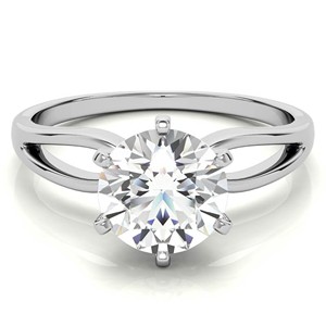 Custom Moissanite <b>Ring</b> 925 Sterling <b>Silver</b> Round Brilliant Cut Split Shank Engagement <b>Ring</b> 6 Prong <b>Solitaire</b> Moissanite <b>Ring</b> - Product Image 2