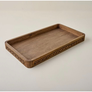 Plateau de service ovale en bois, fait main, design traditionnel chinois, finition polie, couleur unie, vaisselle et assiettes, plat fait main - Product Image 4