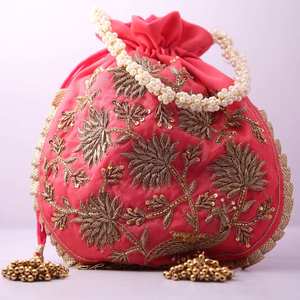 Handmade Silk Embroidery Crafts Round Purse With Pearl Beading Flower Pattern <b>Wedding</b> <b>Gift</b> <b>Bag</b> - Product Image 4