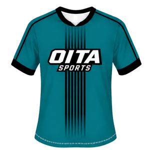 Camiseta de Rugby Personalizada de Manga Corta con Cuello Redondo, Color Verde Azulado y Negro, Transpirable, para Entrenamiento de Equipo, Uniforme Deportivo de Alto Rendimiento - Product Image 1