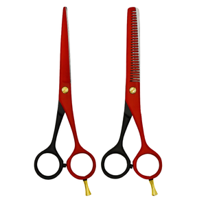 Ensemble professionnel de coupe et de texturisation des cheveux, ciseaux de barbier rouges et noirs de 6 pouces, ciseaux de salon en acier inoxydable, poignée ergonomique - Product Image 2