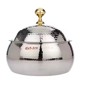 Casserole Hot Pot de style arabe avec incrustation de mosaïque verticale, corps rayé rond, couvercle en acier, pour hôtel - Product Image 2