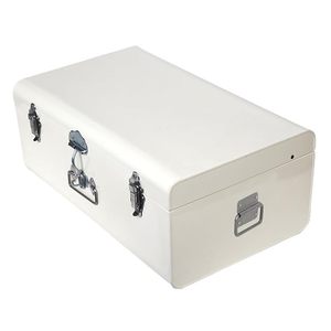 Metal <b>Storage</b> <b>Box</b> Rectangular Hinged Lid With Handle Tools Organizer Minimalist Design 1 Layer White home decor - Product Image 2