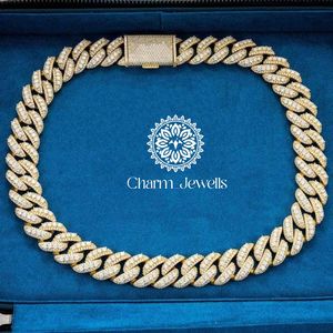 Charm Jewells Men's 14K Gold Plated Moissanite IGI Certified Ball Shape <b>Statement</b> <b>Necklace</b> Brilliant Cut Link Chain Luxury Hip - Product Image 1