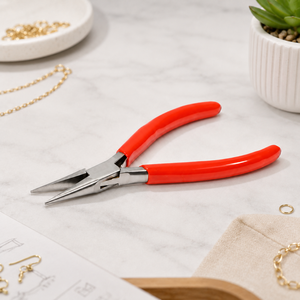 Vente en gros de pinces à bec effilé professionnelles en acier inoxydable, outil artisanal de précision pour la fabrication de bijoux, rouge - Product Image 3