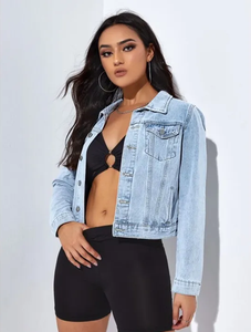 Wholesale Women's Regular Fit Denim Jacket Custom Design Eco-Friendly Vintage Style 100% Cotton Casual Streetwear Crop - Product Image 4