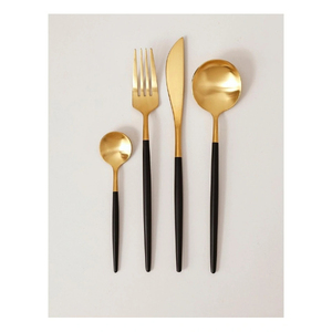 Juego de cubiertos metálicos con acabado encantador y mangos esmaltados, de alta calidad, apto para lavavajillas, ideal para el hogar, hoteles, bodas y cenas. - Product Image 1