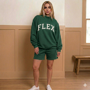 Ensemble court de salon d'hiver haut de gamme pour femme, col montant, épais et chaud, deux pièces, confortable et décontracté, pour la saison froide et le quotidien - Product Image 1