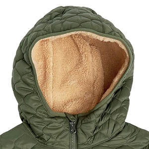 Women's Quilted Hooded <b>Jacket</b> Olive Green Full Sleeve Zipper Closure Polyester Wadding Autumn Wear - Product Image 5