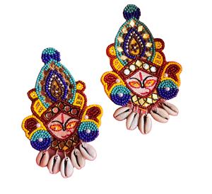 ต่างหูประดับลูกปัดหลากสีทำมือ Durga ต่างหูประดับลูกปัดหลายเม็ด เครื่องประดับสำหรับงานเทศกาลสำหรับผู้หญิง ราคาดีที่สุด ต่างหูประดับลูกปัด - Product Image 1