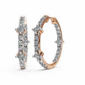 Aros de Diamantes Radiance Vow con Corte Redondo Cultivado en Laboratorio, Pendientes de Diamantes en Oro Rosa de 18K con Certificación IGI y Claridad VVS para Mujer - Product Image 1