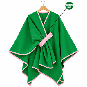 เสื้อคลุมยาวสีเขียวแบบมีขอบสีชมพู แขนทรงปีกค้างคาว คอวี ปิดด้วยเข็มขัด สวมใส่สบายๆ สำหรับพี่น้องสมาคมนักศึกษาหญิง Cosh International - Product Image 5