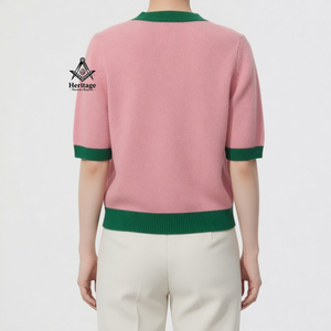 Alfa Griega |   Kapa |   Cárdigan Vintage Rosa y Verde con Cierre de Botones, Ecológico, para Mujer, Estilo Universitario, Personalizado, Marca Alpha - Product Image 3